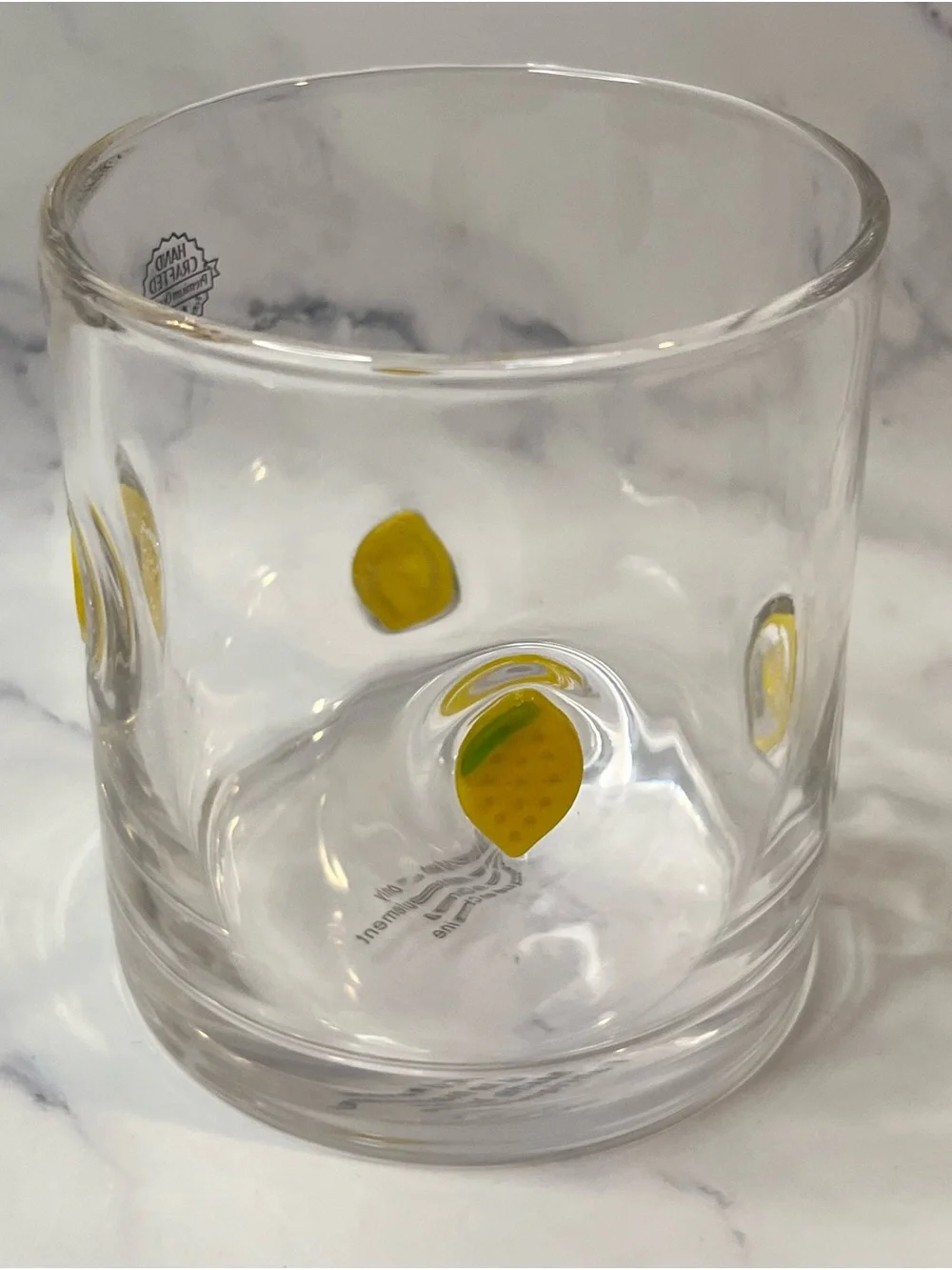Anthropologie Icon Lemon Drink Glass Mouthblown w/ Fused Beads Juice Glass NEW